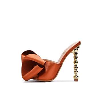 Cape Robbin Salsa Brown Sexy High Heels Open Toe Sculptural Heel Mule Oval Pumps (Chocolate, 9)