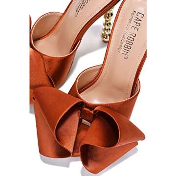 Cape Robbin Salsa Brown Sexy High Heels Open Toe Sculptural Heel Mule Oval Pumps (Chocolate, 9)