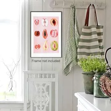 Funky Pink Poster, Sliced Feminine Fruit Wall Art