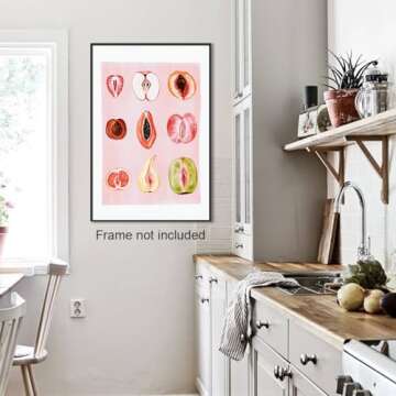 ogyormpi Funky Pink Poster, Colorful Sliced Feminine Fruit Picture, Food Wall Art Canvas Print, Fruity Sliced Painting, Woman Body Positivity Art Print, Bathroom Wall Art 12x16in Unframed