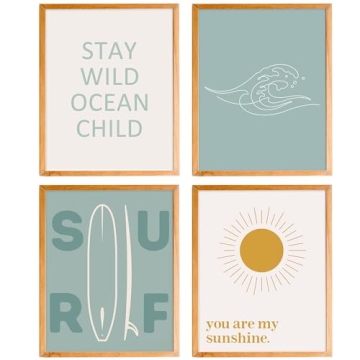 BearCake ocean decor for bedroom,ocean room decor of 4 ocean wall art，ocean nursery decor ，ocean...