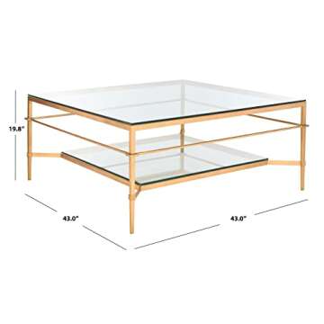 Safavieh American Homes Collection Mieka Gold Leaf Glass Couture Cocktail Table