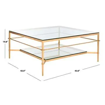 Safavieh American Homes Collection Mieka Gold Leaf Glass Couture Cocktail Table