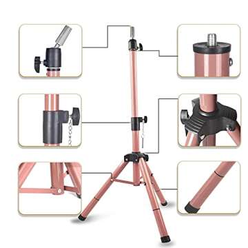 Smilco Wig Stand Tripod Mannequin Head Stand, Adjustable Heavy Duty Wig Head Stand for Cosmetology Hairdressing Training (45 Inches)