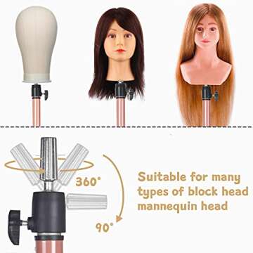 Smilco Wig Stand Tripod Mannequin Head Stand, Adjustable Heavy Duty Wig Head Stand for Cosmetology Hairdressing Training (45 Inches)