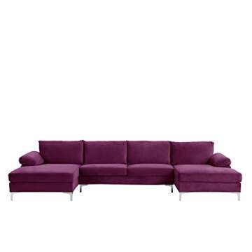 Casa Andrea Milano Modern Velvet Sectional Sofa - U-Shape