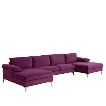Casa Andrea Milano Modern Velvet Sectional Sofa - U-Shape