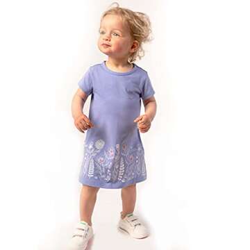 Mightly Girl's Short Sleeve T-Shirt Dress | 95% Organic Cotton, Colorful Stylish T-Shirt Dress for T...