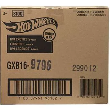 Hot Wheels Variety Fun 5 Pack Bundle of 15 1:64 Scale Vehicles with 3 Themes - Corvette, Exotics, & Legends - for Collectors & Kids 3 Years Old & Up [Amazon Exclusive]