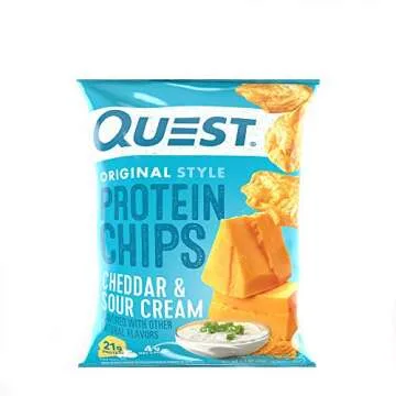 Quest Nutrition Cheddar & Sour Cream Protein Chips, Low Carb, Gluten Free, Potato Free, Baked, Pack of 8