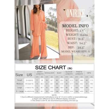 ONIRIKE Womens Loungewear Set 2 Piece Sweatsuits Outfits Casual Pleated Long Sleeve Button Down Shirt and Palazzo Pants Black S