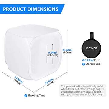 Neewer® 24x24 inch/60x60 cm Photo Studio Shooting Tent Light Cube Diffusion Soft Box Kit with 4 Colors Backdrops (Red Dark Blue Black White) for Photography