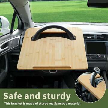 2-in-1 Car Steering Wheel Desk, Lap Desk, Bamboo Trays for Eating, Interior Accessories for Truck Dr...
