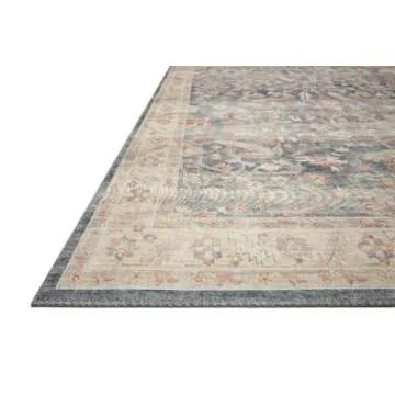 Loloi II Hathaway Collection HTH-02 Denim/Multi 7'-6" x 9'-6", .25" Thick, Area Rug, Soft, Durable, Printed, Modern, Low Pile, Non-Shedding, Easy Clean, Living Room Rug