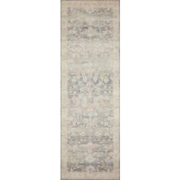 Loloi II Hathaway Collection HTH-02 Denim/Multi 7'-6" x 9'-6", .25" Thick, Area Rug, Soft, Durable, Printed, Modern, Low Pile, Non-Shedding, Easy Clean, Living Room Rug