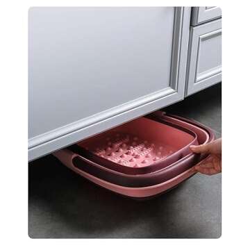 Collapsible Foot Soak Tub with Handle – Feet Soaking Tub - Pedicure Spa Foot Bath Basin – Foot Soaker Collapsible Bucket (Light Blue/Teal)