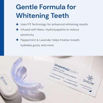 SNOW Diamond Teeth Whitening Strips | Gentle & Enamel Safe White Strips for Teeth Whitening | at-Home Dental Hygiene & Tooth Care for a White Smile Easy Convenient Tooth 14 Ct