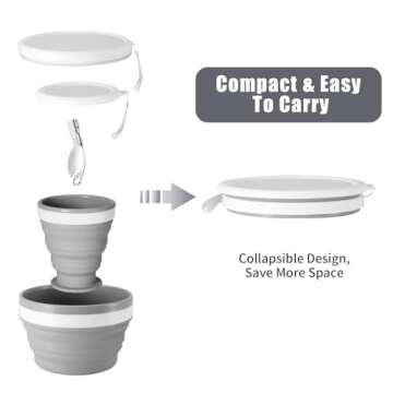 Odoland Mess Kit for Camping 1 Person with Silicone Collapsible Bowl Collapsible Cup & Stainless Ste...