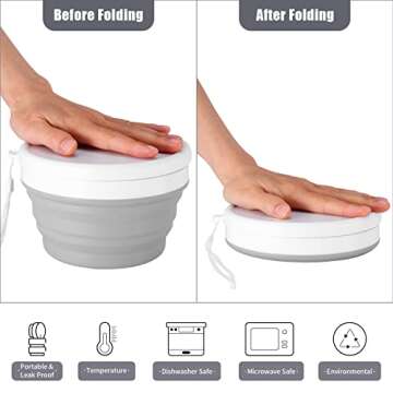 Odoland Mess Kit for Camping 1 Person with Silicone Collapsible Bowl Collapsible Cup & Stainless Steel Spoon for Backpacking Outdoor Camping Hiking and Picnic