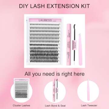 Lash Extension Kit 20D+40D Lash Clusters Kit Lash Bond and Seal Waterproof Individual Lashes Kit DIY...