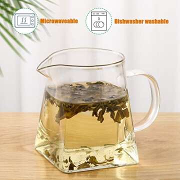 Leinuosen 2 Pcs Glass Pitcher Elegant Shaped Glass Creamer Pitcher Glass Tea Pitcher Coffee Milk Creamer Pitcher Creative Milk Frothing Pitcher Milk Frother Cup Creamer Jug (Square Style,350 ml)