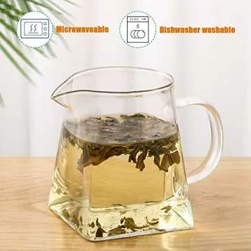 Leinuosen 2 Pcs Glass Pitcher Elegant Shaped Glass Creamer Pitcher Glass Tea Pitcher Coffee Milk Creamer Pitcher Creative Milk Frothing Pitcher Milk Frother Cup Creamer Jug (Square Style,350 ml)