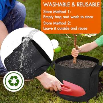 Gardzen 6-Pack 30 Gallon Grow Bags, Aeration Fabric Pots with Handles, Heavy Duty Cloth Pots for Plants