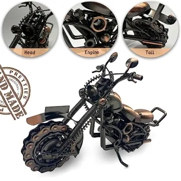 Pretties Large Metal Motorcycle Gift for Men, Vintage Decor