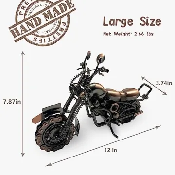 Pretties Large Metal Motorcycle Gift for Men, Vintage Decor