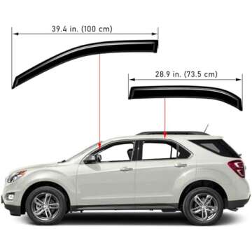 Lightronic WV94166 Outside-Mount Side Window Visor Deflector Rain Guard, Dark Smoke, 4-Pieces Set, F...