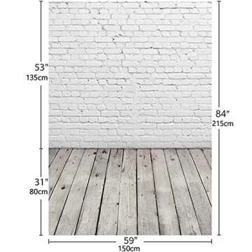Allenjoy Fabric 5x7FT White Brick Wall with Wooden Floor Photography Backdrop Photo Background Prop for Newborn Baby Photoshoot Photographer