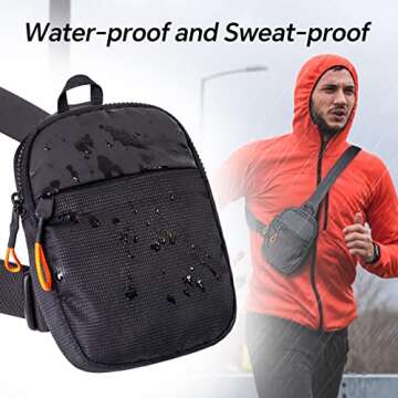 MJNUONE Mini Sling Bag for Men Outdoor Lightweight Small Crossbody Bag Women Casual Daily Bag Waterp...