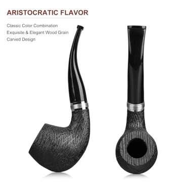 Joyoldelf Smoking Pipe, Bent Wooden Tobacco Pipe with Gift Box, Oak Tobacco Pipes for Smoking with F...