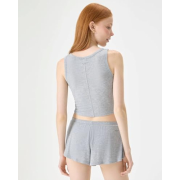 Luxurious Women’s Sleepwear Ribbed Tank in Heather Grey