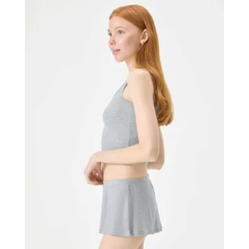 Luxurious Women’s Sleepwear Ribbed Tank in Heather Grey