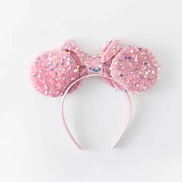 KARETT Mouse Ears Bow Headbands, Sparkle Mouse Ears Headband Glitter Hair Band for Party Princess Decoration Cosplay Costume