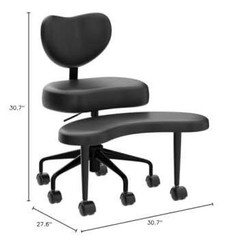 Pipersong Meditation Chair Plus, Cross Legged Chair with Wheels, ADHD Chair, Criss Cross Desk Chair with Lumbar Support and Adjustable Stool, Flexible Design for Fidgety Sitters, Black