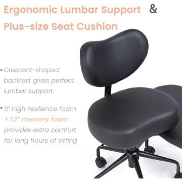 Pipersong Meditation Chair Plus, Cross Legged Chair with Wheels, ADHD Chair, Criss Cross Desk Chair with Lumbar Support and Adjustable Stool, Flexible Design for Fidgety Sitters, Black