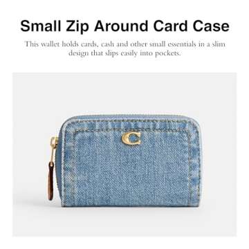 Coach Small Zip Around Card Case, Indigo