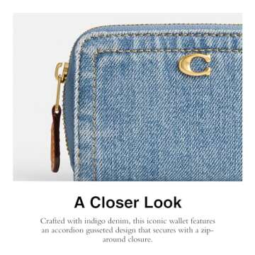 Coach Small Zip Around Card Case, Indigo