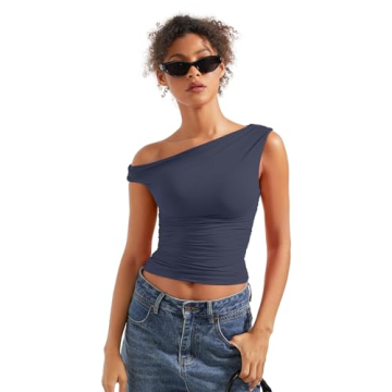 SUUKSESS Soft Off Shoulder Crop Top for Trendy Women