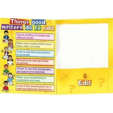 Really Good Stuff Writing Process 4-Pocket Laminated Student Folders, 9.5" by 12" (Set of 12) - Keep Students Organized and Teaches Writing Process, Store Work-in-Progress and Monitor Progression