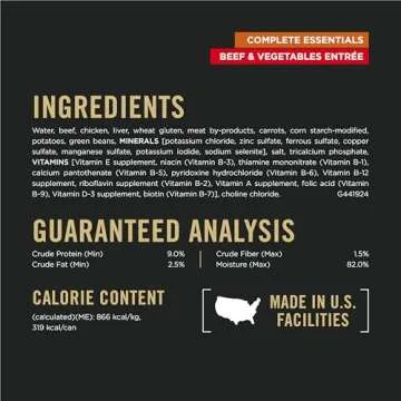 Purina Pro Plan Complete Essentials, Beef and Vegetables Entree in Wet Dog Food Gravy - (Pack of 12) 13 oz. Cans