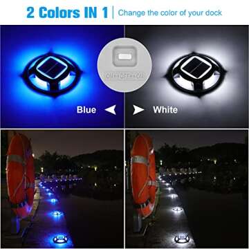 VOLISUN Solar Dock Marine Lights 12 Pack,2 Colors in 1,Outdoor LED Solar Powered Waterproof Driveway...