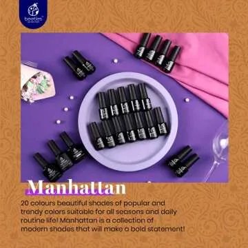 Beetles 23 Pcs Winter Gel Nail Polish Set - Manhattan Collection Nude Glitter Burgundy Red Brown Champagne Gold Fall Gel Polish Soak Off UV Glossy & Matte Top Base Coat Gifts for Women All Season