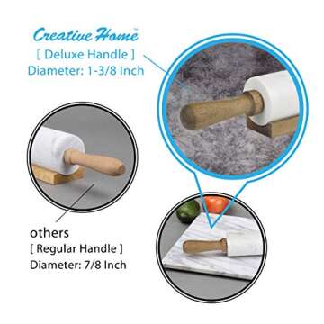 Creative Home Marble Rolling Pin with Wooden Cradle