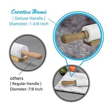 Creative Home Marble Rolling Pin with Wooden Cradle