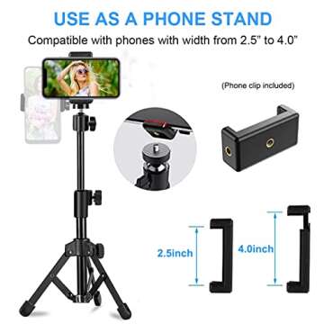 Webcam Tripod Stand Extendable Desktops Tripod for Camera/Phone/Webcam, Desk Tripod Webcam Mount Holder Compatible with Logitech Stream Webcam C925e C922x C922 C930e C930 C920 C615 /iPhone/Ring Light