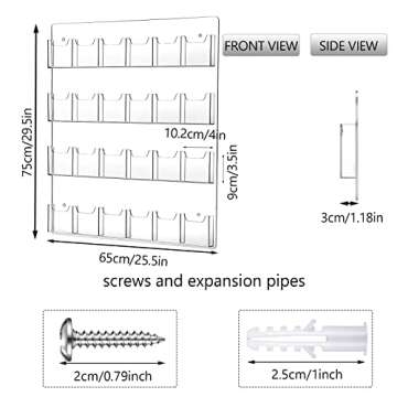 Weysat Acrylic Brochure Pamphlet Holder Brochure Display Stand Business Tri Fold Multi Slot Holder Rack Wall Mount Clear Pocket Space Saver for Flyer Literature Menu Advertise(1 Piece)