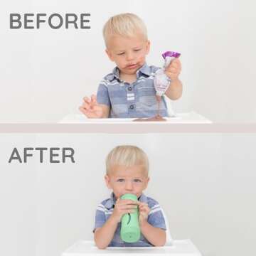 Subo Baby Food Bottle Starter Set | No Mess Baby Toddler Self Feeder | Squeeze Free Design for Purees, Smoothies, Yogurt, Oatmeal, or Thickened Liquids | Reusable Silicone Washable Cup (Musk)